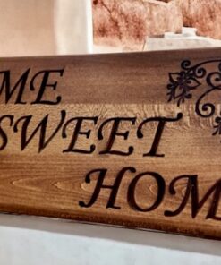 Fa faragott ajtódísz  home sweet home 39x17cm